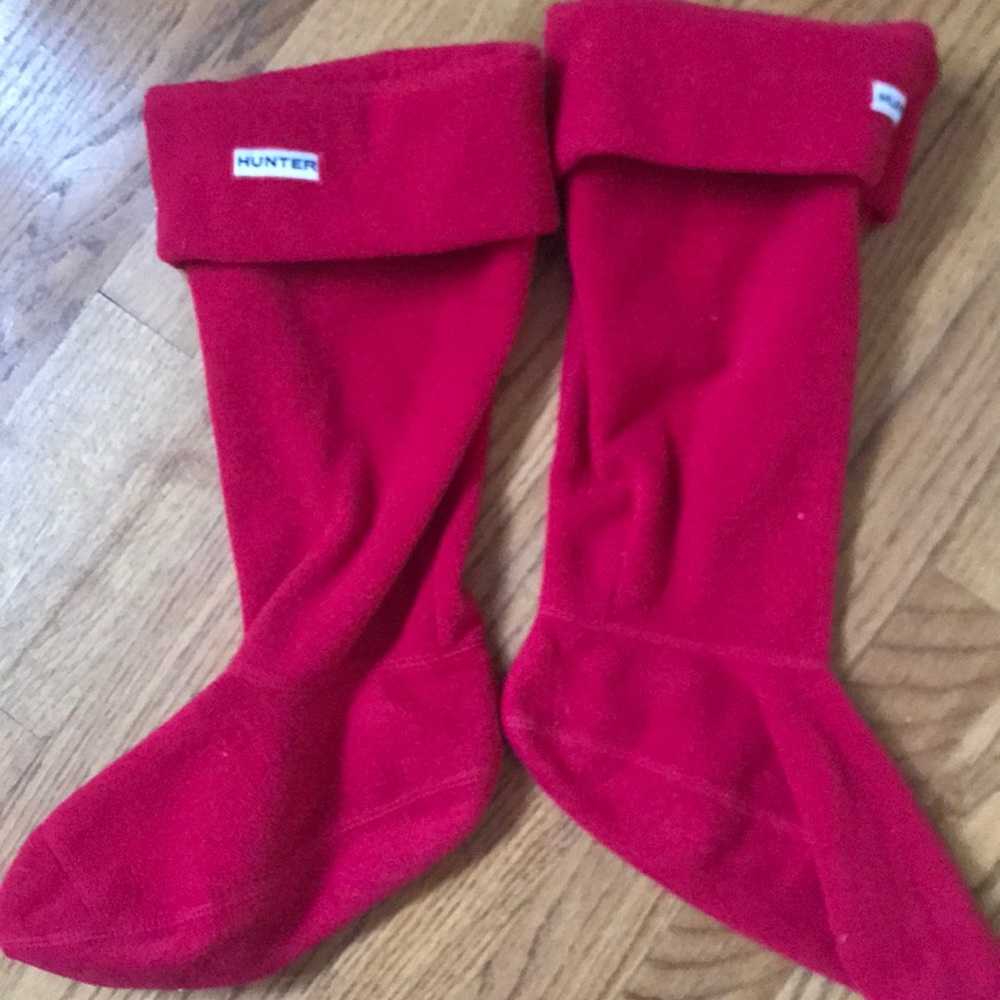 Red fleece Hunter boot tall socks